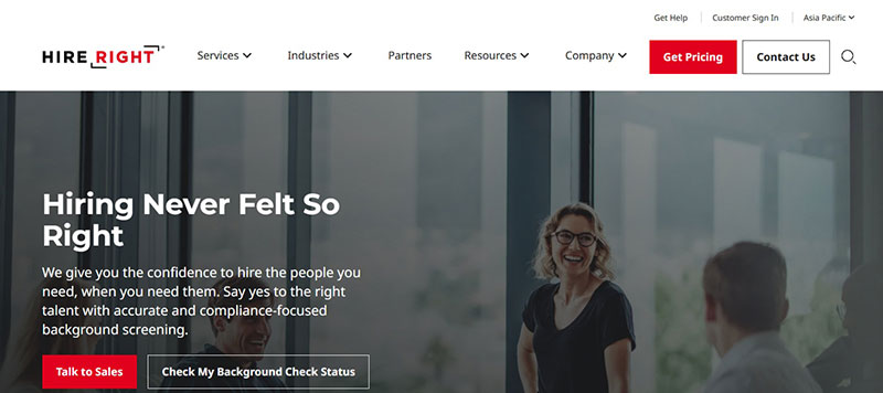 HireRight homepage